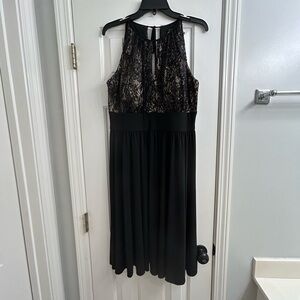 R&M Richards Black and Nude Lace Midi Dress